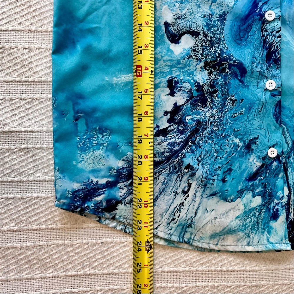 Unisex Blue Marble Water Swirls surf Splash Adjustable Sleeve Shirt - Picture 8 of 8